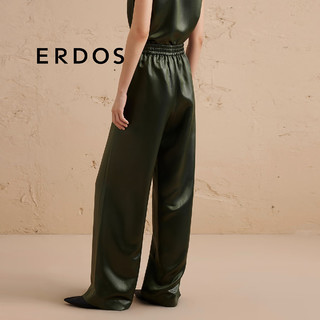 ERDOS 24秋冬醋酸时尚长裤轻礼服修身显瘦阔腿裤女休闲裤 军绿 175/80A/XXL