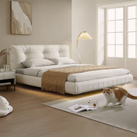 喜临门主卧双人真皮大床实木排骨架 仙女+云朗pro床垫套餐 有灯带款 1.8m*2.0m