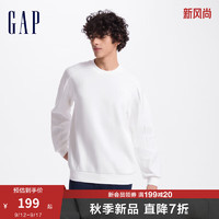 Gap男女装2024初秋胶印logo圆领卫衣简约纯色休闲上衣636764 白色 180/100A(XL) 亚洲尺码