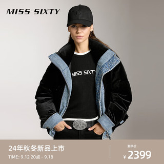 MISS SIXTY2024冬季羽绒服女拼接设计感鸭绒美式复古街头休闲 黑色 L