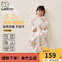 威尔贝鲁（WELLBER）婴儿宝宝一体式儿童恒温睡袋 2024秋冬 保暖防惊跳防踢被子 密语森林（薄棉）15-20℃ M（70cm-80cm）