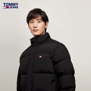 TOMMY JEANS24秋冬男复古刺绣鸭绒立领短款面包服羽绒服外套20374 黑色BDS L