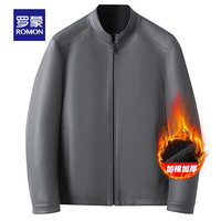 罗蒙男士时尚休闲立领短款PU皮衣2024秋季潮流百搭夹克男 卡其绿 175