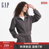 Gap女装2024秋季空气三明治层字母logo拉链卫衣外套638416 黑灰色 165/84A(M) 亚洲尺码