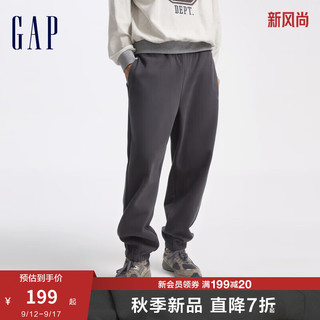 Gap男女装2024秋季碳素软磨抓绒logo束口长裤针织卫裤609291 灰色 180/88A(XL) 亚洲尺码