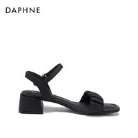 达芙妮（DAPHNE）凉鞋女夏女鞋一字带时尚简约通勤粗跟JL 深黑色 39