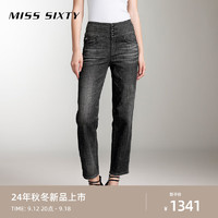 MISS SIXTY2024秋季牛仔裤女三环高腰九分直筒 黑色 23