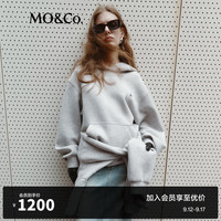 MO&Co.2024秋金属标空气感宽松落肩连帽卫衣MBD3SWST02 中花灰色 M/165