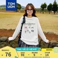 唐狮（TonLion）2024夏女长袖T恤韩系休闲防晒上衣蝴蝶结少女可爱休闲dx 白 2XL