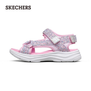 斯凯奇（Skechers）闪灯魔术贴复古女童凉鞋302965L 浅粉色/LTPK 28.5码