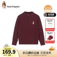 暇步士（Hush Puppies）【青少款】童装儿童男大童2024秋季款简约舒适大气经典版线衣 波尔多红 140cm