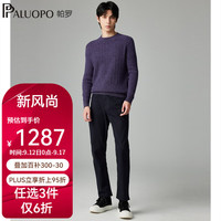 帕罗（PALUOPO）2024秋冬新品纯山羊绒衫男士坑条提花针织厚款保暖休闲毛衣内搭 紫AB M/105/170