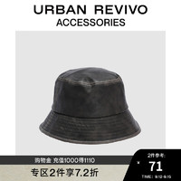 URBAN REVIVO 冬女士时尚时髦复古擦色渔夫帽UAWA30254 深咖棕 F