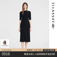 歌力思（ELLASSAY）2024冬优雅端庄复古通勤连衣裙女EWE354Y00100 经典黑 XS