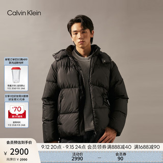 Calvin Klein Jeans24秋冬男士休闲通勤ck刺绣鸭绒连帽面包羽绒服J327349 BEH-太空黑 XXL