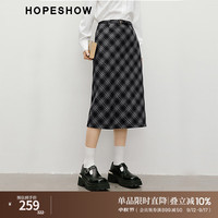 红袖学院风半身裙秋季2024女装气质显瘦显高复古感开叉直筒格子裙 黑格909 S