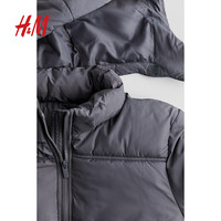 H&M2024秋季童装女童连帽棉服1230268 深灰色 160/80