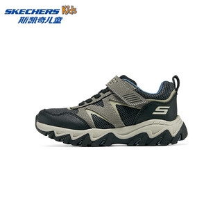 斯凯奇（Skechers）岚霖系列时尚魔术贴男童中大童透气406390L 黑色/灰褐色/BKTP 27.5码