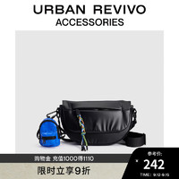 URBAN REVIVO2024秋季男士街潮撞色充棉斜挎包UAMB40151 黑色