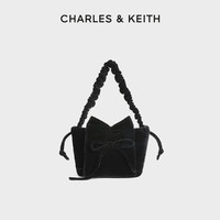 CHARLES & KEITH [中秋送礼]CHARLES&KEITH蝴蝶结CK2-50671688天鹅绒抽绳水桶包女