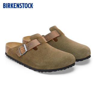 BIRKENSTOCK勃肯新品男款牛皮绒面革软木包头凉拖鞋Boston系列