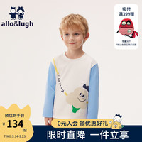 allo&lugh【音乐俱乐部】阿路和如24秋季趣味印花针织T恤柔软亲肤男女同款 蓝色08J 150cm