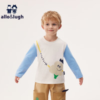 allo&lugh【音乐俱乐部】阿路和如24秋季趣味印花针织T恤柔软亲肤男女同款 蓝色08J 105cm