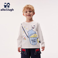 allo&lugh【音乐俱乐部】阿路和如24秋季趣味印花针织T恤柔软亲肤男女同款 白色07J 140cm