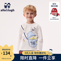 allo&lugh【音乐俱乐部】阿路和如24秋季趣味印花针织T恤柔软亲肤男女同款 白色07J 150cm