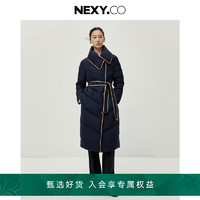 奈蔻NEXY.CO/2024年冬季纯色高领鹅绒羽绒服外套女士 暗青紫色 2XL