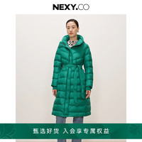 奈蔻NEXY.CO/2024年冬季新款通勤连帽设计感中长款鹅羽绒服外套女