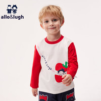 allo&lugh【音乐俱乐部】阿路和如24秋季趣味印花针织T恤柔软亲肤男女同款 红色09J 105cm