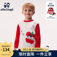 allo&lugh【音乐俱乐部】阿路和如24秋季趣味印花针织T恤柔软亲肤男女同款 红色09J 140cm