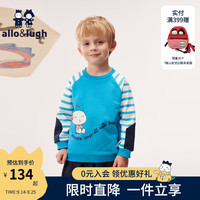 allo&lugh【音乐俱乐部】阿路和如2024秋季男童针织卫衣T恤圆领上衣 蓝色 110cm