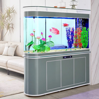 AODELI 澳得立 子弹头生态鱼缸大型落地超白客厅免换水家用屏风隔断水族箱 轻奢绿钻/底过滤 100x40x158cm 二开门
