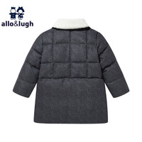 allo&lugh阿路和如童装款加厚休闲翻领保暖外套 深灰色 130cm