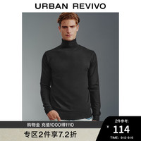 UR2024秋冬男时尚保暖百搭纯色立领长袖针织衫UMB930004 黑色 M