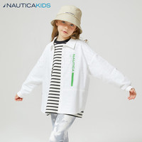 NAUTICA诺帝卡童装 男童女童衬衫春秋季全棉牛津纺儿童城市户外 白色 140cm