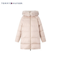 TOMMY HILFIGER【撼冬羽绒】 24秋冬女防泼水鸭绒毛领连帽羽绒服43521 米白色YBH XS