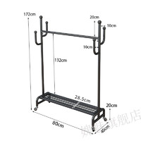媿魅 挂衣杆落地轻奢家用省空间小型落地式衣服架阳台晾衣架室内多功能挂衣杆带轮 黑色长80高172配2.0轮子 大