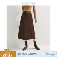 茵曼（INMAN）【旷野美拉德】松紧腰半身裙2024秋女装显瘦宽松长裙 丝光棕 M