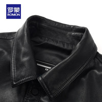 罗蒙皮衣男年秋季青年时尚棒球领短款男士皮外套 黑色 190