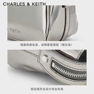 CHARLES&KEITH24秋新品拉链手提长柄保龄球包小方包女士CK2-30271278  M