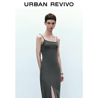 URBAN REVIVO 女吊带开衩连衣裙 UYY740001 深灰 XL