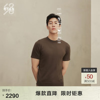 鄂尔多斯1980头道绒精纺系列 24秋冬精纺圆领短袖男羊绒衫 橄榄绿 180/100A/XL