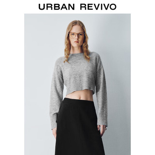 URBAN REVIVO UR2024秋冬女装休闲慵懒风百搭短款圆领针织衫UYY940019 深灰 S