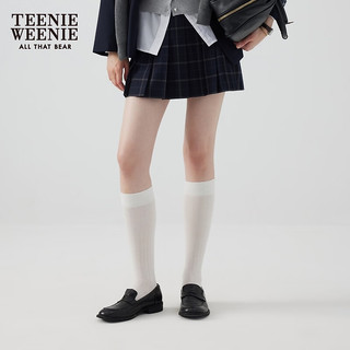 Teenie Weenie小熊2024年早秋高腰百褶短裙学院风半身裙时髦女 撞色 175/XL