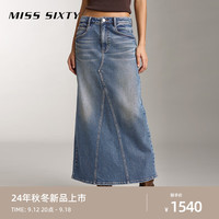 MISS SIXTY【棉系列】2024秋季牛仔长裙女美式复古风开衩 深蓝 XS