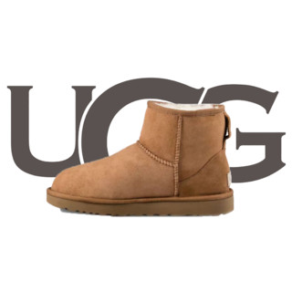 百亿补贴：UGG Classic Ultra Mini 羊皮保暖防滑及踝雪地靴 女款 栗子棕