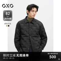 GXG男装 2024冬季休闲简约压印轻量保暖鸭绒短款羽绒服男外套 黑色 165/S
